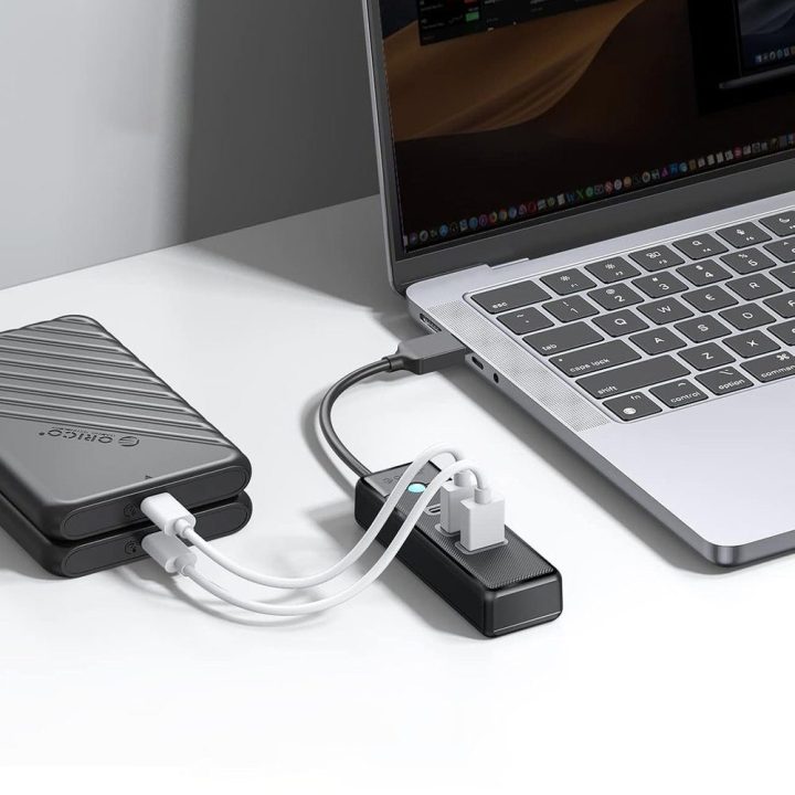 USB šakotuvas Orico PWC2U-U3, 3 prievadai, USB-A 3.0 ir USB-C 3.0, juodas