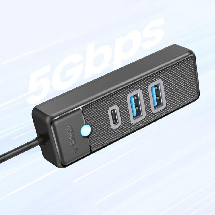 USB šakotuvas Orico PWC2U-U3 su 2 × USB-A 3.0 ir 1 × USB-C 3.0, 1 m, juodas