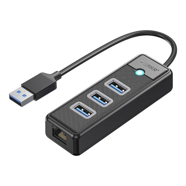 USB šakotuvas 4 prievadų Orico PW3UR25-U3, 3 × USB-A 3.0 ir RJ45 2,5G Ethernet, juodas