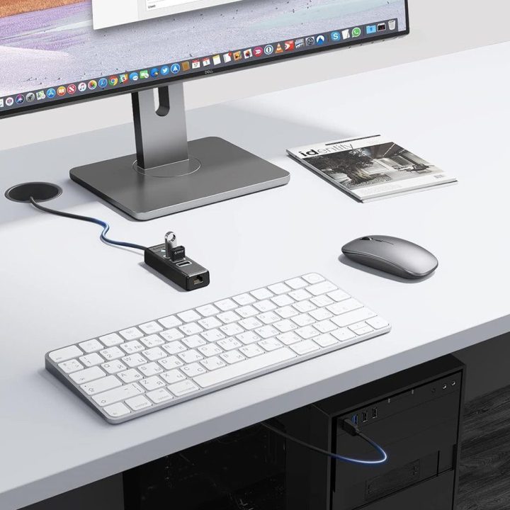 USB šakotuvas 4 prievadų Orico PW3UR25-U3, 3 × USB-A 3.0 ir RJ45 2,5G Ethernet, juodas