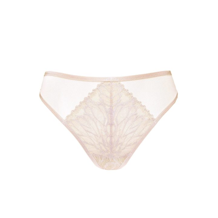 Nėriniuoti stringai Claudia, smėlio spalvos