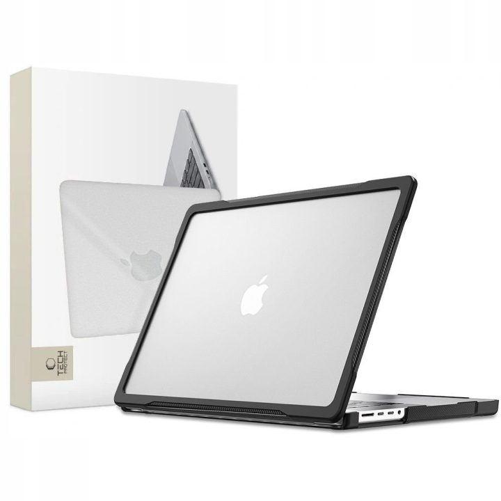 Tech-Protect Velar dėklas MacBook Pro 14" 2021–2026, skaidriai juodas