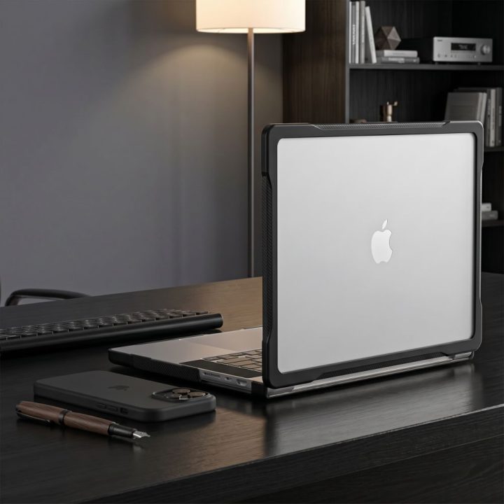 Tech-Protect Velar dėklas MacBook Pro 14" 2021–2026, skaidriai juodas