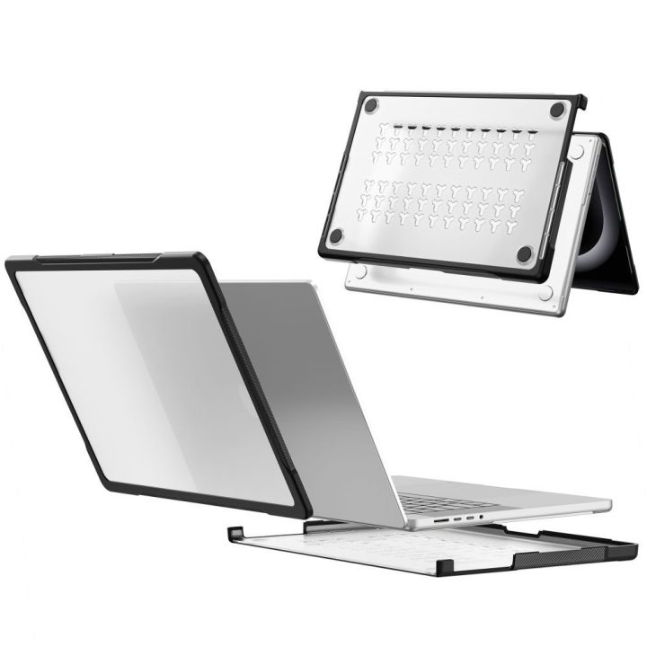 Tech-Protect Velar dėklas MacBook Pro 14" 2021–2026, skaidriai juodas