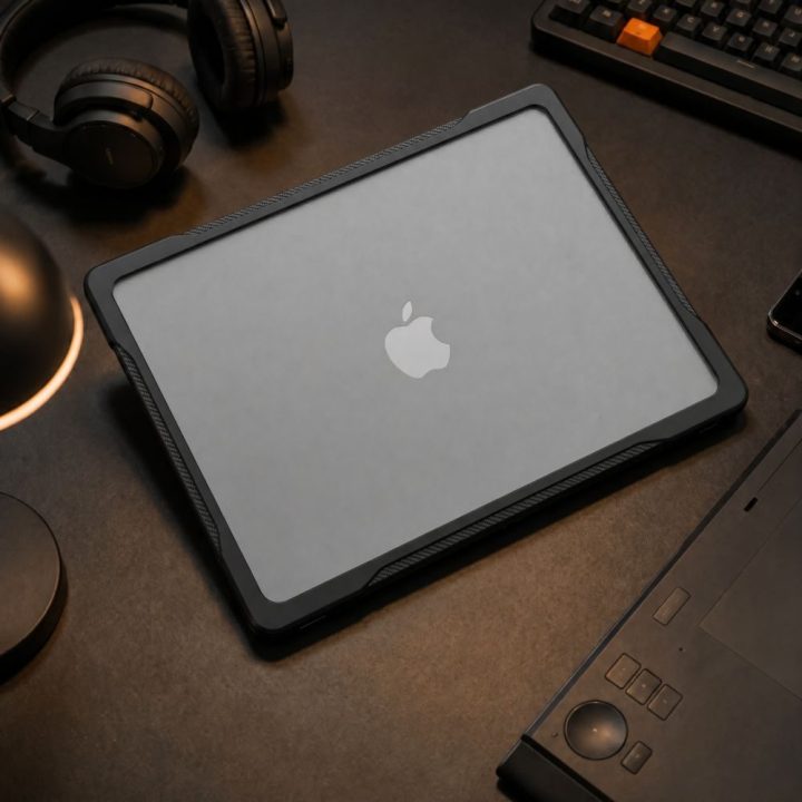 Tech-Protect Velar dėklas MacBook Pro 14" 2021–2026, skaidriai juodas