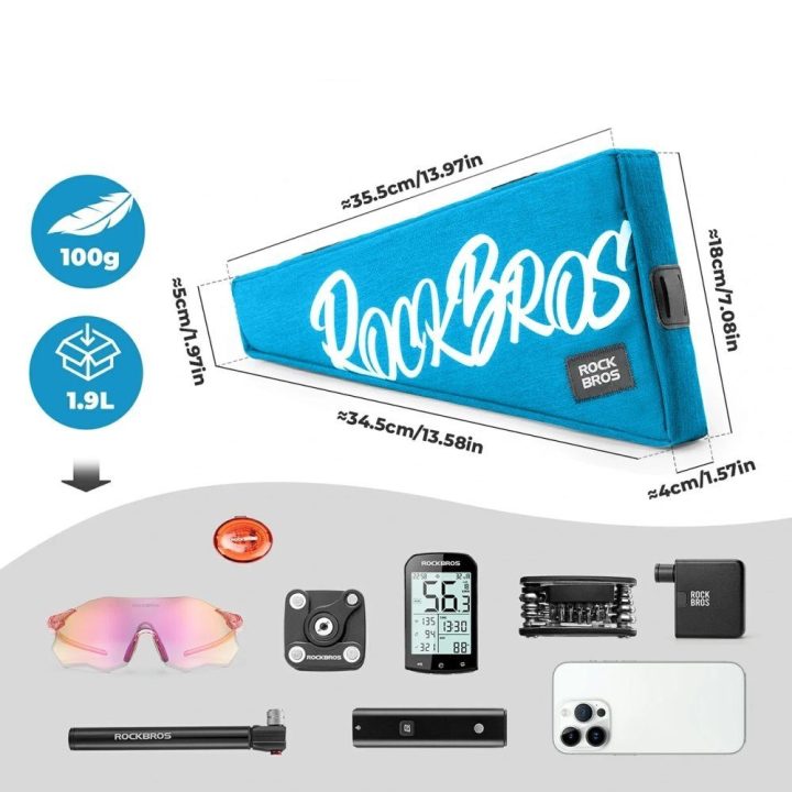 Dviračio trikampė rėmo tašė Rockbros G008 Flash Journey XL 1,9 l, mėlyna