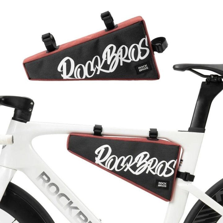 Dviračio trikampė rėmo krepšys Rockbros G008 Flash Journey XL 1,9 l, juodas / raudonas