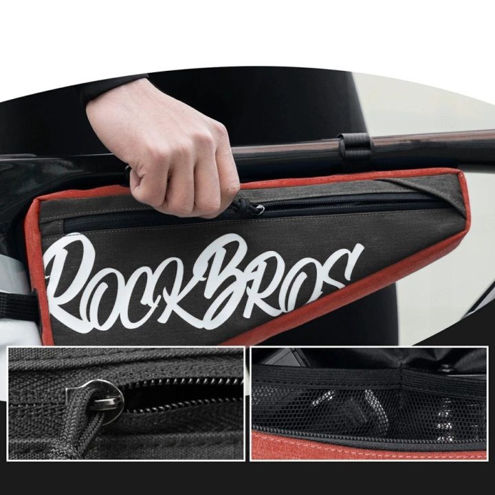 Dviračio trikampė rėmo krepšys Rockbros G008 Flash Journey XL 1,9 l, juodas / raudonas