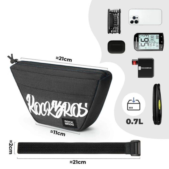 Dviračio rėmo krepšys Rockbros G011 Flash Journey 0,7 l, juodas
