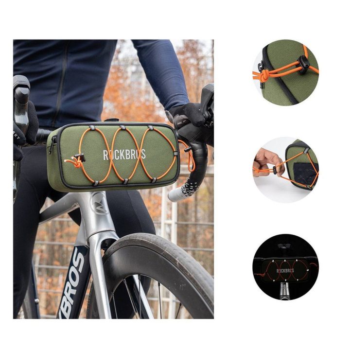 Dviračio vairo krepšys Rockbros TL001 ROAD TO SKY 1,9 l, žalias