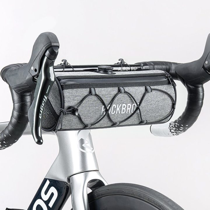 Dviračio vairo krepšys Rockbros TL002 ROAD TO SKY 1,5 l, atsparus vandeniui, pilkas