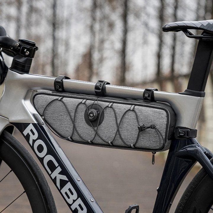 Dviračio rėmo krepšys Rockbros TL003 ROAD TO SKY 2 l, atsparus vandeniui, pilkas