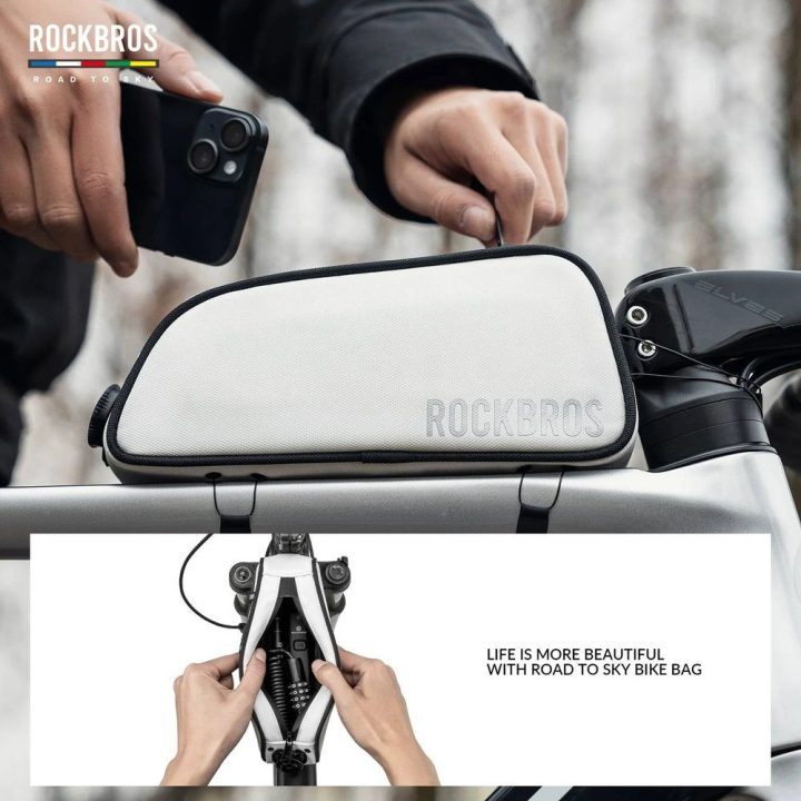 Dviračio rėmo krepšys Rockbros TL004 ROAD TO SKY 0,7 l, baltas