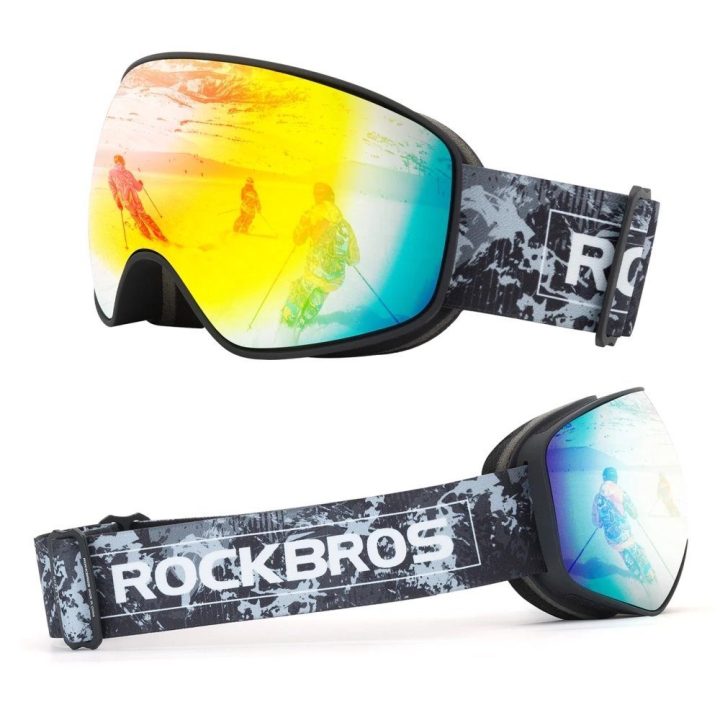 Rockbros SP284 vaikiški slidinėjimo akiniai nuo rasojimo, juodas rėmelis, pilkas veidrodis