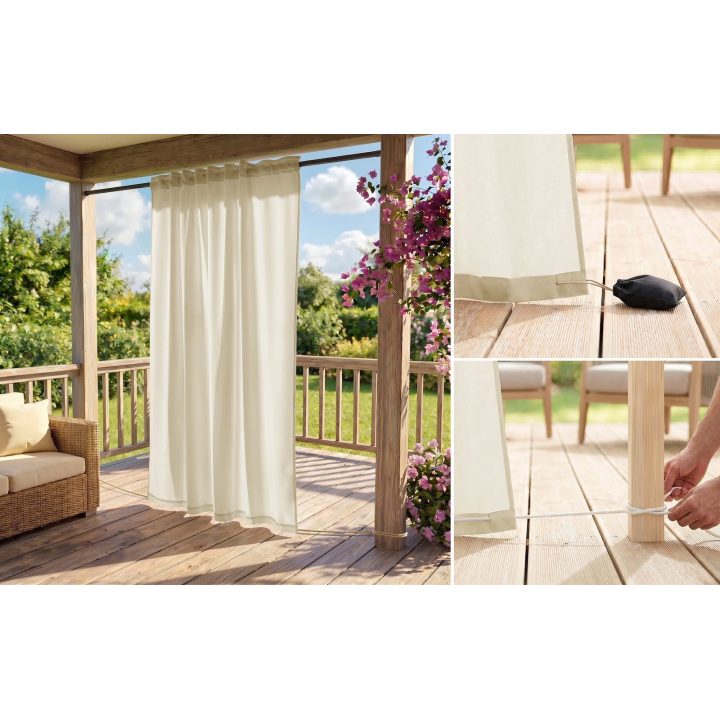 Kreminė užuolaida su kilpomis AmeliaHome Oxford Molte Pleat 155 × 220 cm