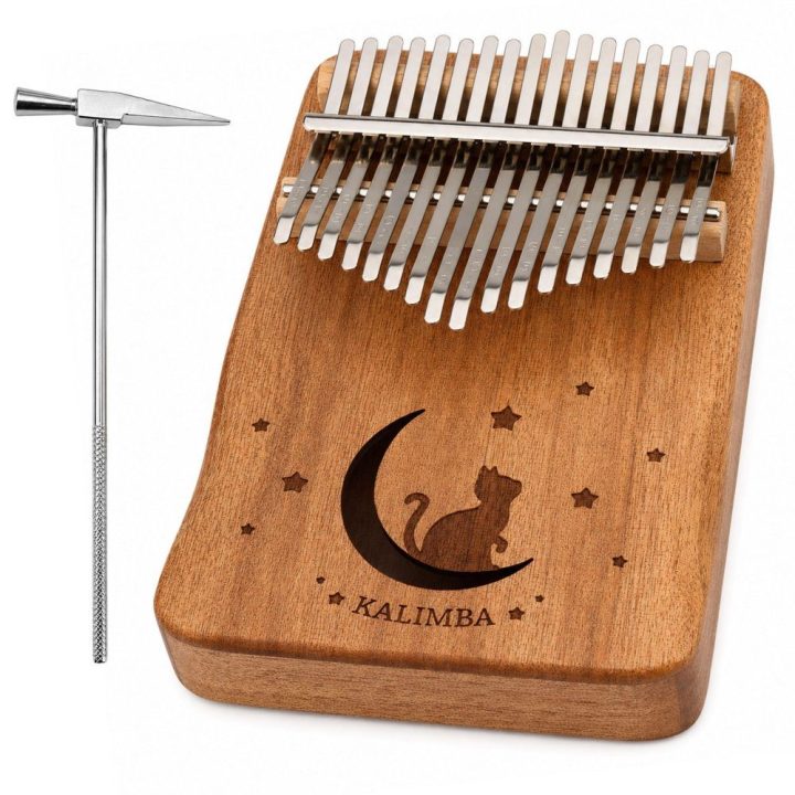17 klavišų medinė kalimba su priedais ir dėklu