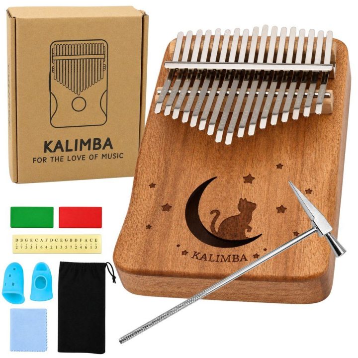 17 klavišų medinė kalimba su priedais ir dėklu