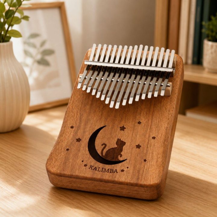 17 klavišų medinė kalimba su priedais ir dėklu