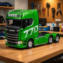 Žalias žaislinis RC sunkvežimis Scania 770S 1:18