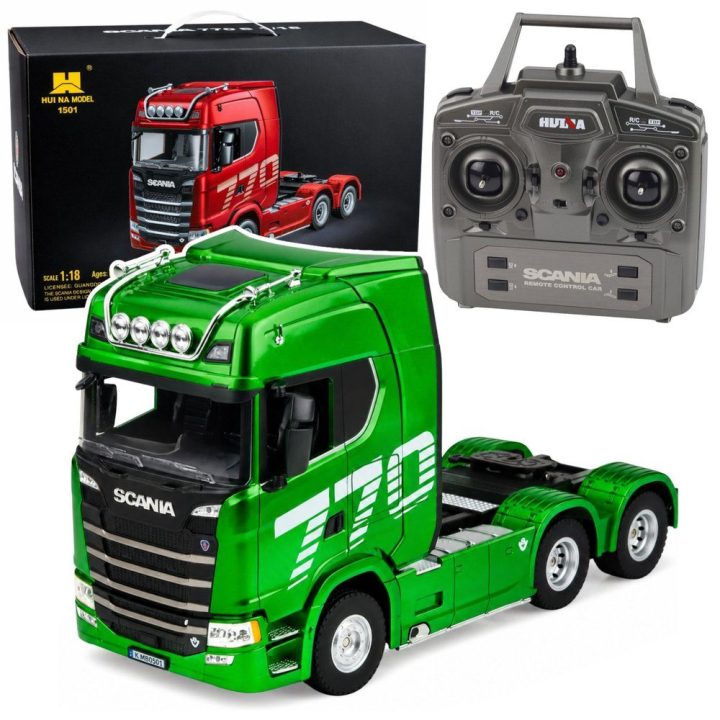 Žalias žaislinis RC sunkvežimis Scania 770S 1:18
