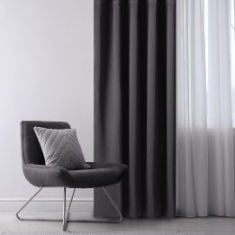 Juoda blackout užuolaida su klostėmis AmeliaHome 140 × 280 cm