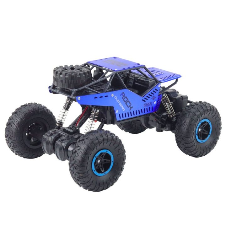 Mėlynas žaislinis bekelės automobilis su 2,4 GHz pultu, 1:16