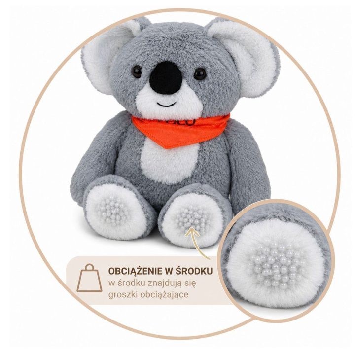 Pilkas svertinis koalos pliušinis žaislas, 1,3 kg, 35 cm