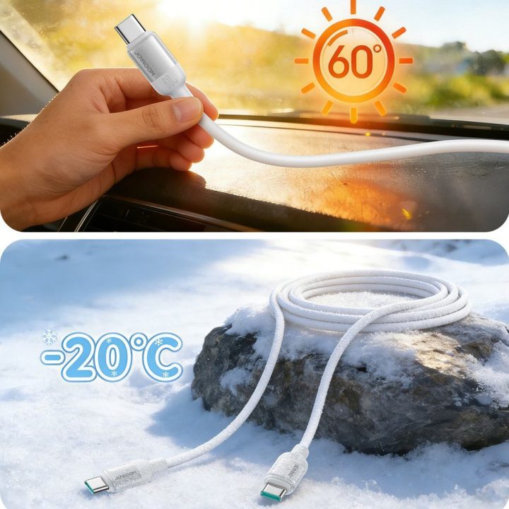 USB-C į USB-C laidas 60 W 1,2 m Joyroom S-A62 Lively Series, baltas