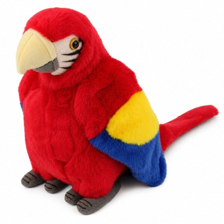 Raudona pliušinė ara papūga 24 cm