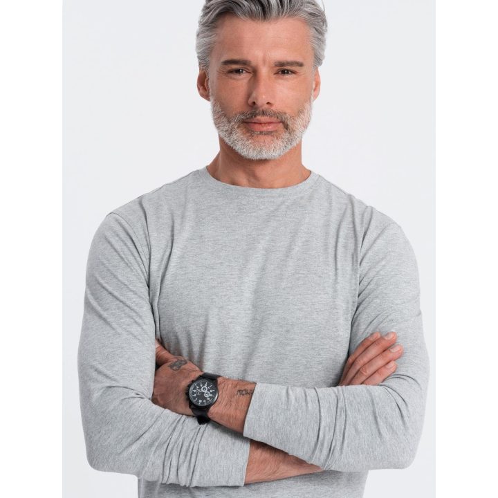 Vyriškas medvilninis marškinėlių ir ilgų rankovių megztuko komplektas, pilkas melanžas ir baltas