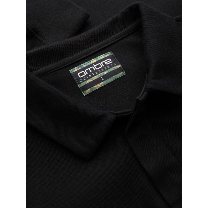 Vyriškas juodas polo tipo džemperis su apykakle