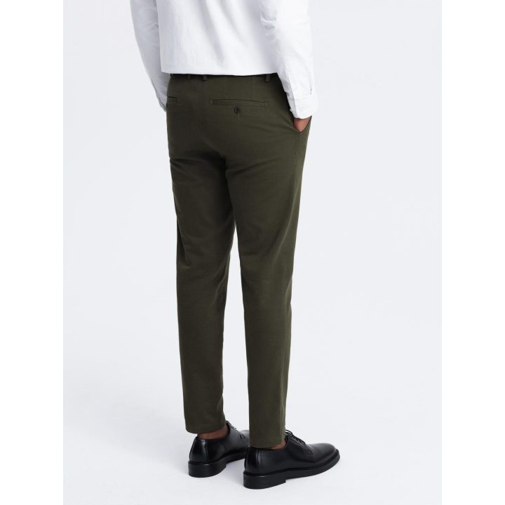 Moteriškos alyvuogių spalvos slim fit chino kelnės