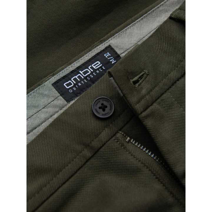 Moteriškos alyvuogių spalvos slim fit chino kelnės