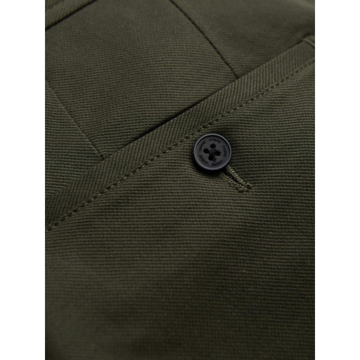 Moteriškos alyvuogių spalvos slim fit chino kelnės