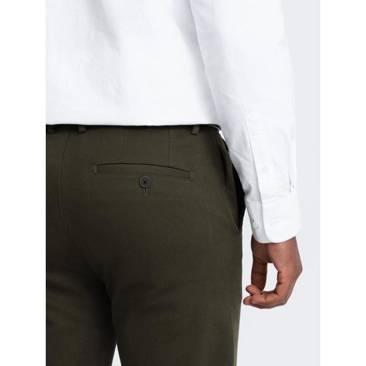 Moteriškos alyvuogių spalvos slim fit chino kelnės