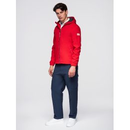 Vyriška raudona softshell striukė su gobtuvu ir fleece pamušalu