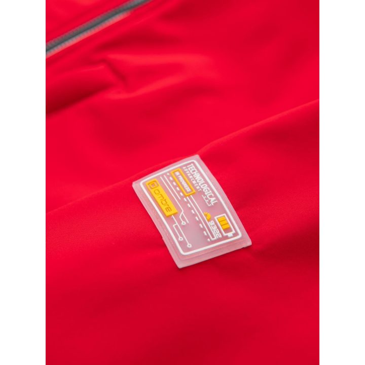 Vyriška raudona softshell striukė su gobtuvu ir fleece pamušalu