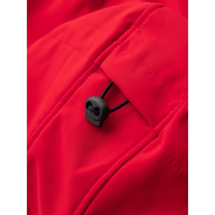 Vyriška raudona softshell striukė su gobtuvu ir fleece pamušalu