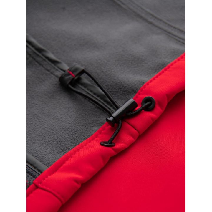 Vyriška raudona softshell striukė su gobtuvu ir fleece pamušalu