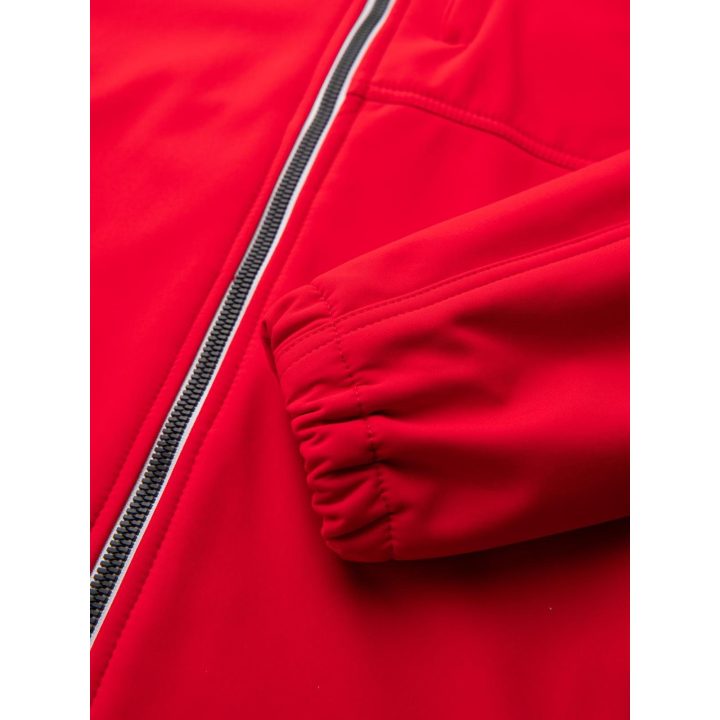 Vyriška raudona softshell striukė su gobtuvu ir fleece pamušalu