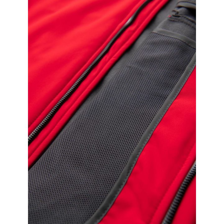 Vyriška raudona softshell striukė su gobtuvu ir fleece pamušalu