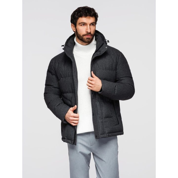 Vyriška juoda lengva striukė su gobtuvu