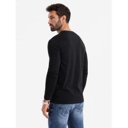 Vyriškas juodas slim fit ilgarankovis marškinėlis su elastanu ir spauda