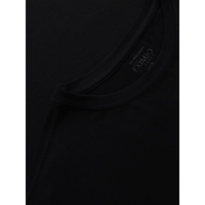 Vyriškas juodas slim fit ilgarankovis marškinėlis su elastanu ir spauda