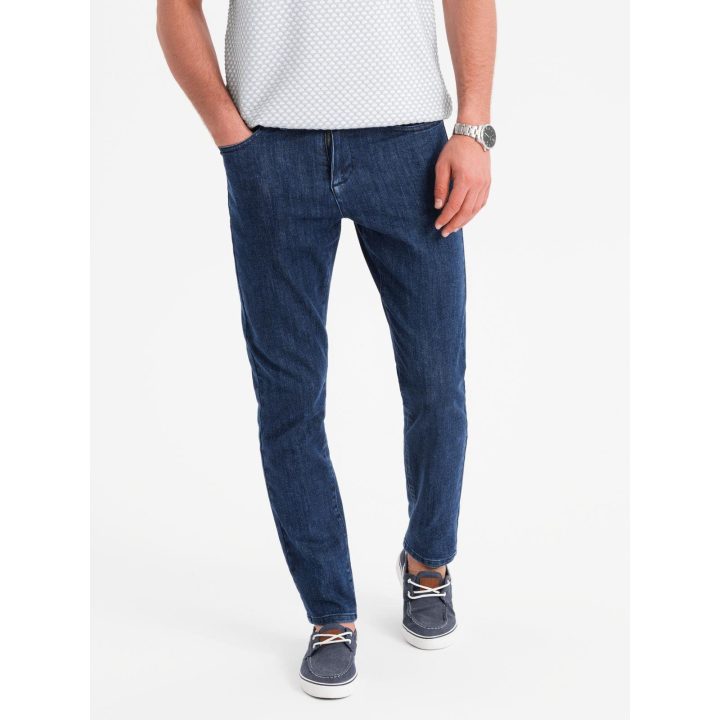 Vyriški tamsiai mėlyni slim fit džinsai su elastanu