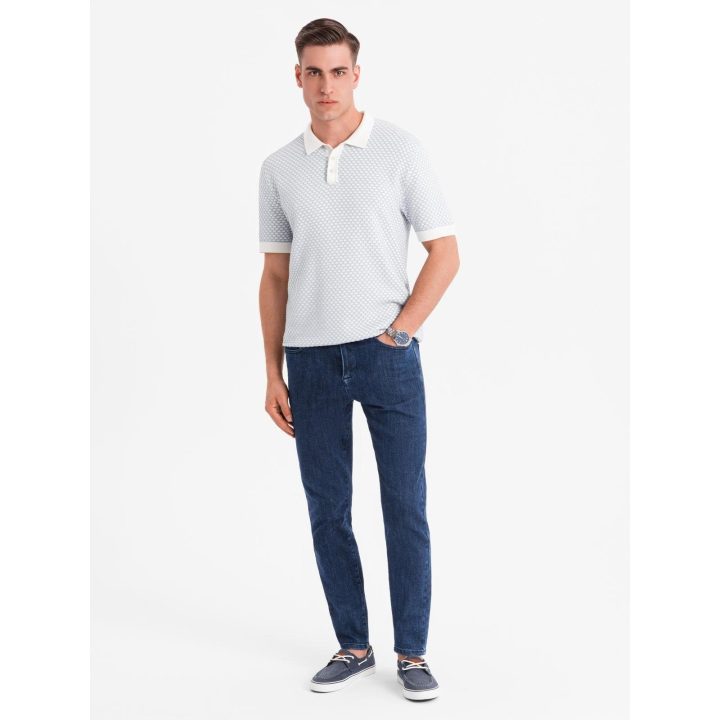 Vyriški tamsiai mėlyni slim fit džinsai su elastanu