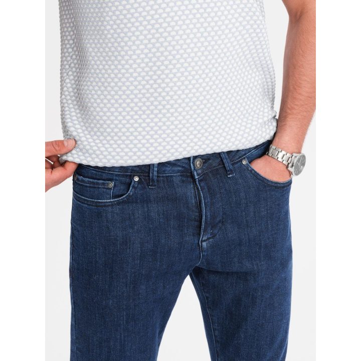 Vyriški tamsiai mėlyni slim fit džinsai su elastanu