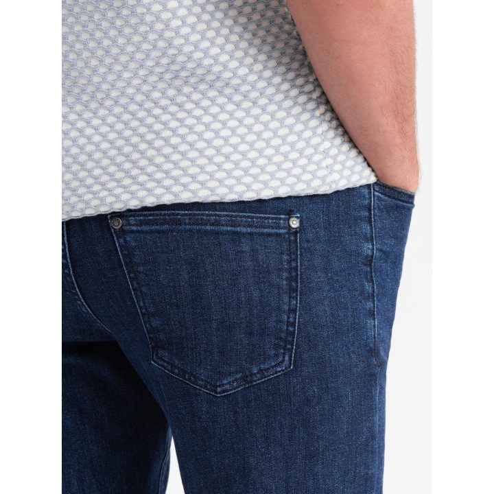 Vyriški tamsiai mėlyni slim fit džinsai su elastanu