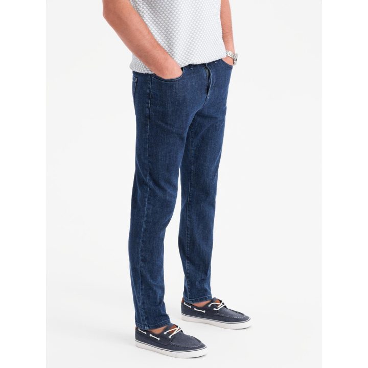 Vyriški tamsiai mėlyni slim fit džinsai su elastanu