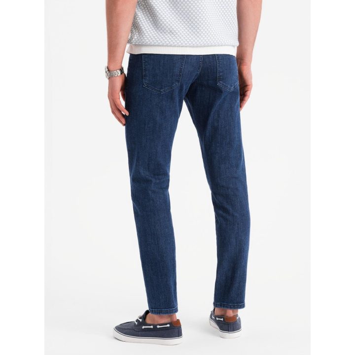 Vyriški tamsiai mėlyni slim fit džinsai su elastanu